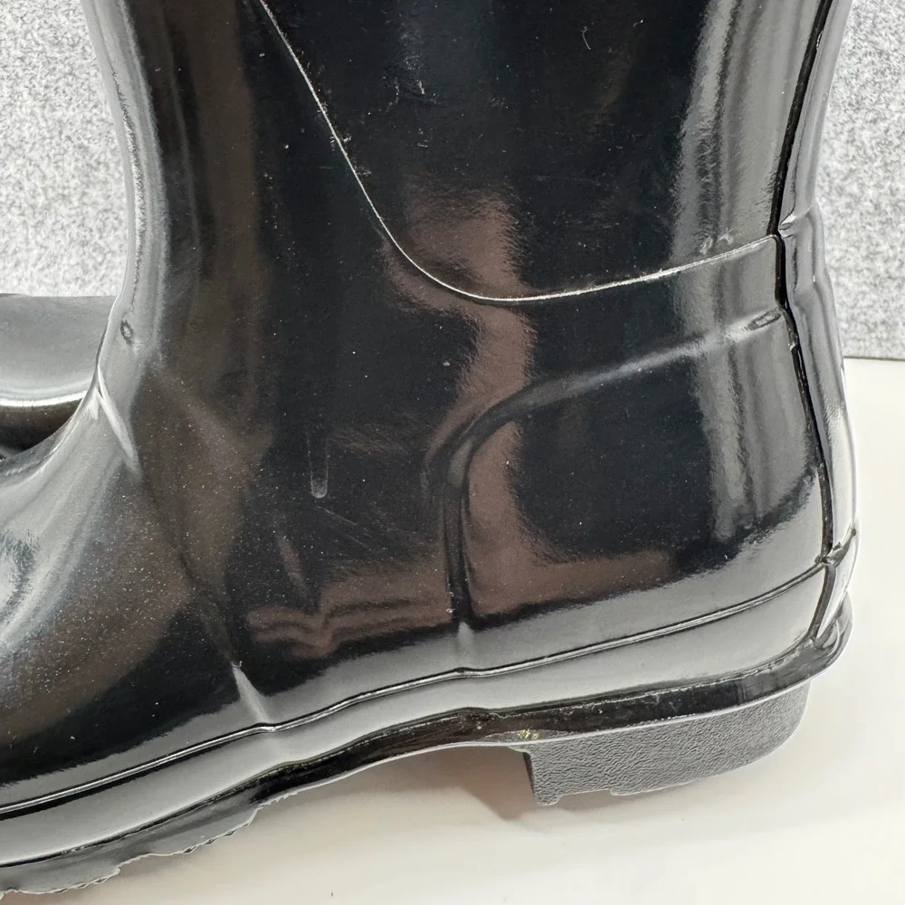 Hunter Original Back Adjust Gloss Rain Boots Womens Size 9 Black Tall WFT1001RGL